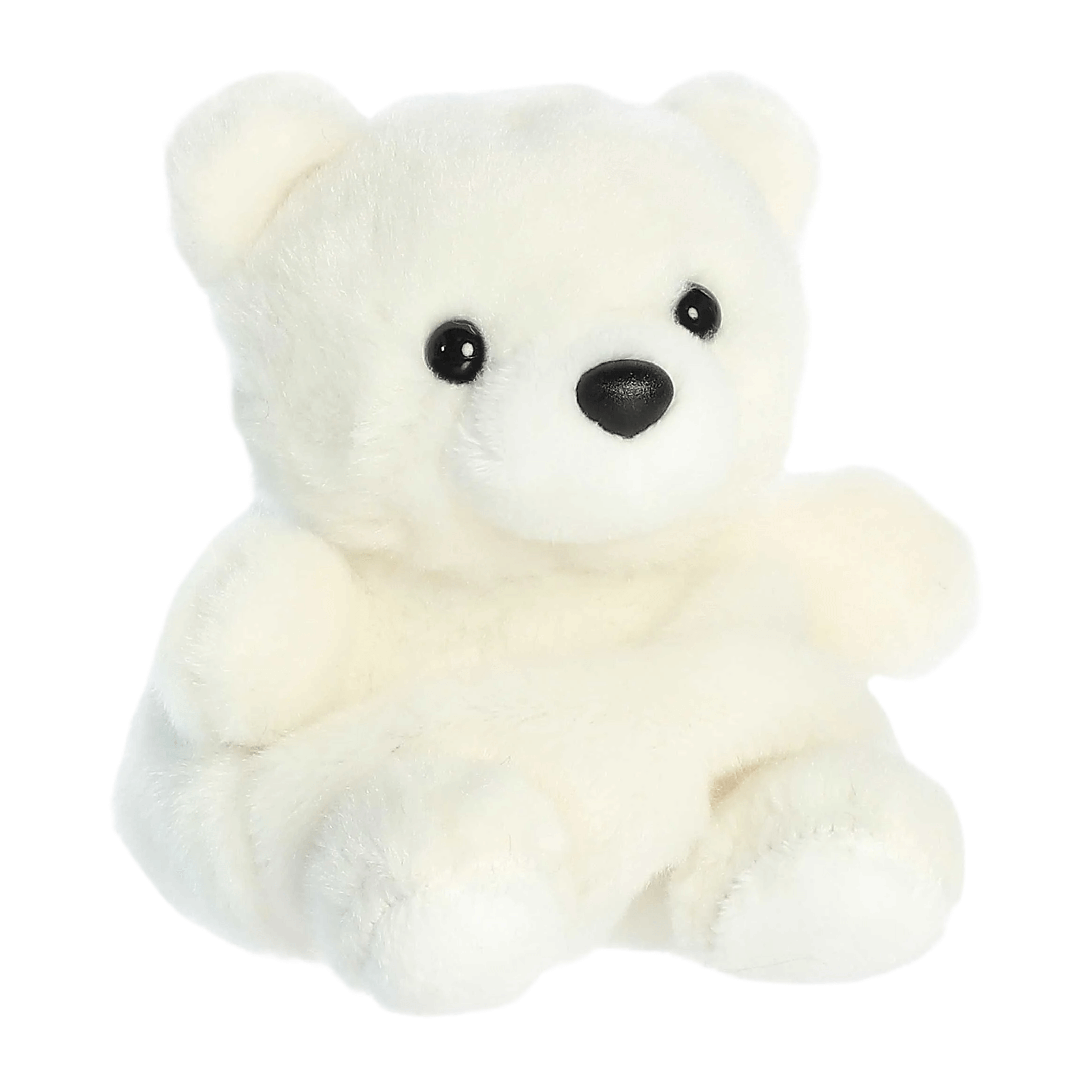 Puck Polar Bear plush toy, soft and cuddly white bear with black eyes, perfect for cozy moments and gifts.