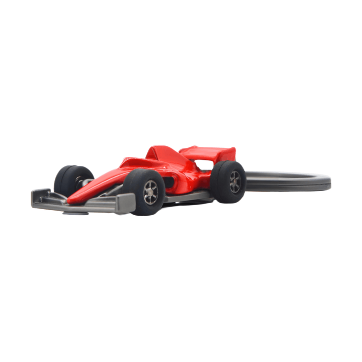 Red Car Keychain featuring a detailed red Formula 1 car design with rubber wheels and keyring.