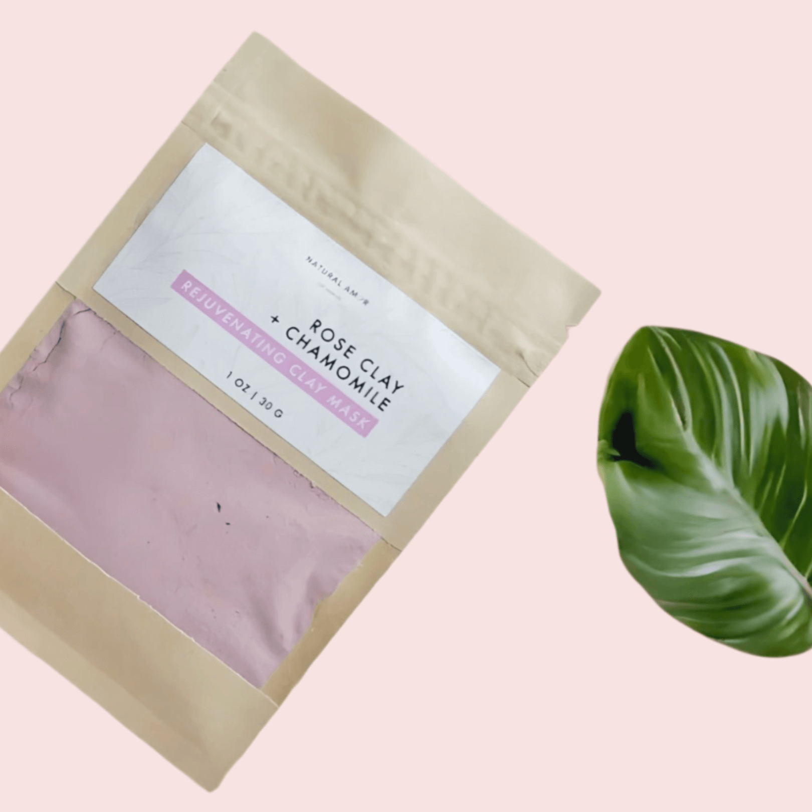 Natural Amor LLC Rose Clay and Chamomile Rejuvenating Clay Mask in eco-friendly packaging.
