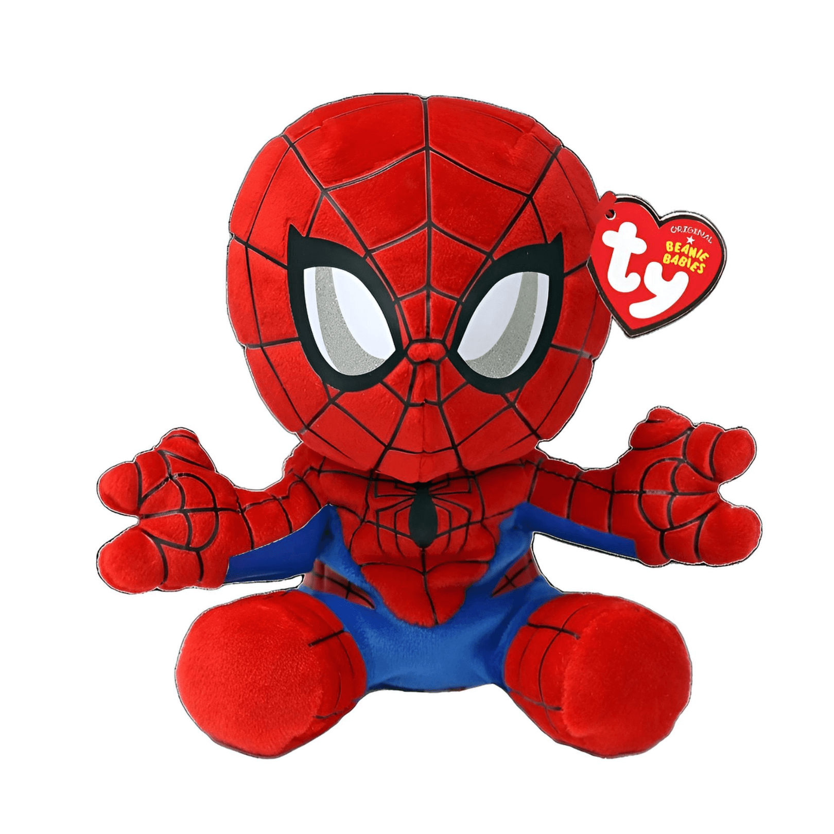 Spider-Man TY Beanie plush toy shown from the front, 8-inch soft figure