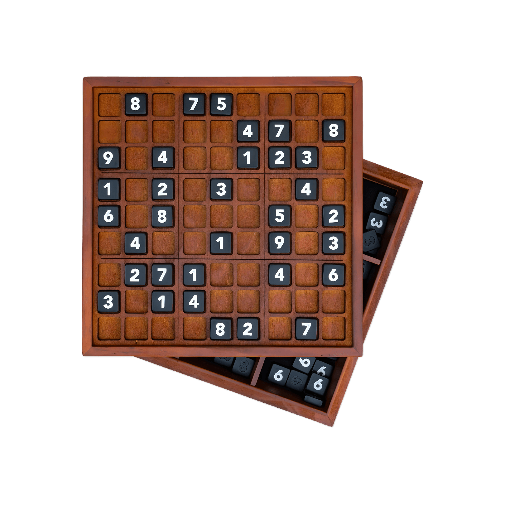 Sudoku Deluxe XL wooden board with large black numbers for a premium gaming experience.