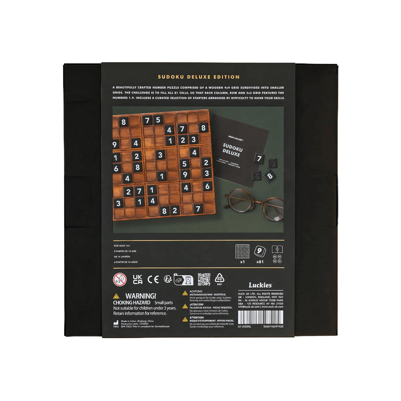 Sudoku Deluxe XL wooden board game with numbers, designed for elegant and tactile gameplay experience.