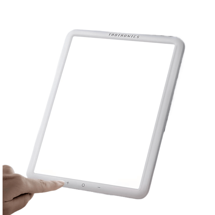 TaoTronics Light Therapy Lamp with adjustable brightness controls, designed to boost energy and mood.