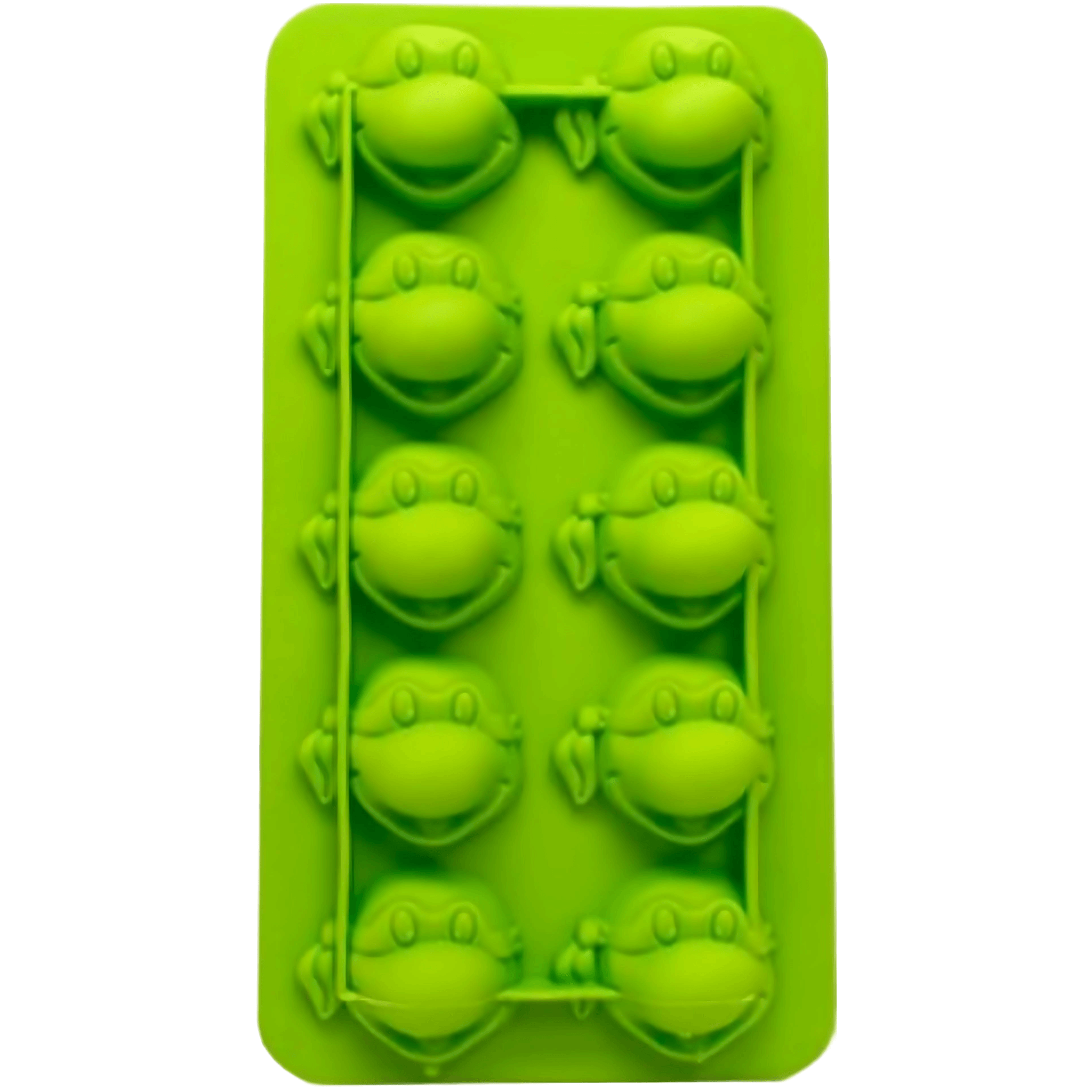 Teenage Mutant Ninja Turtles Silicone Mold showing green turtle face ice cube shapes.
