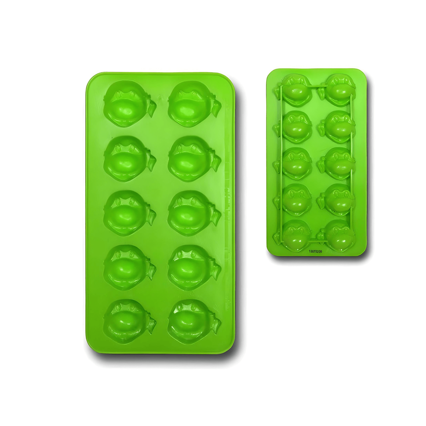 Teenage Mutant Ninja Turtles Silicone Mold for creating ice cubes in turtle face shapes.