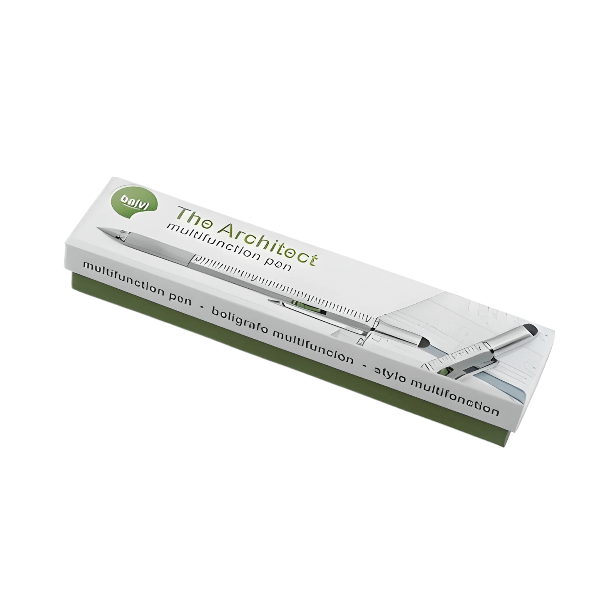 Packaging of The Architect Multifunction Pen showcasing its sleek design and multifunctional features.