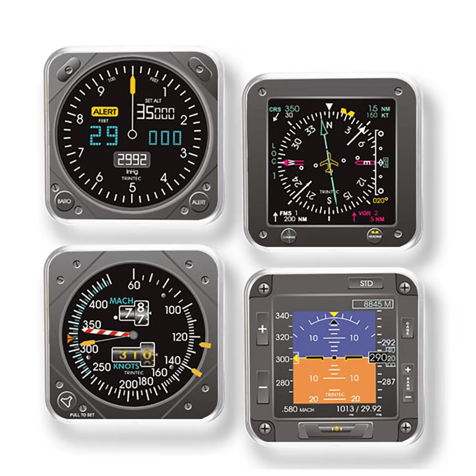 Trintec Modern 4-Piece Square Acrylic Coaster Set