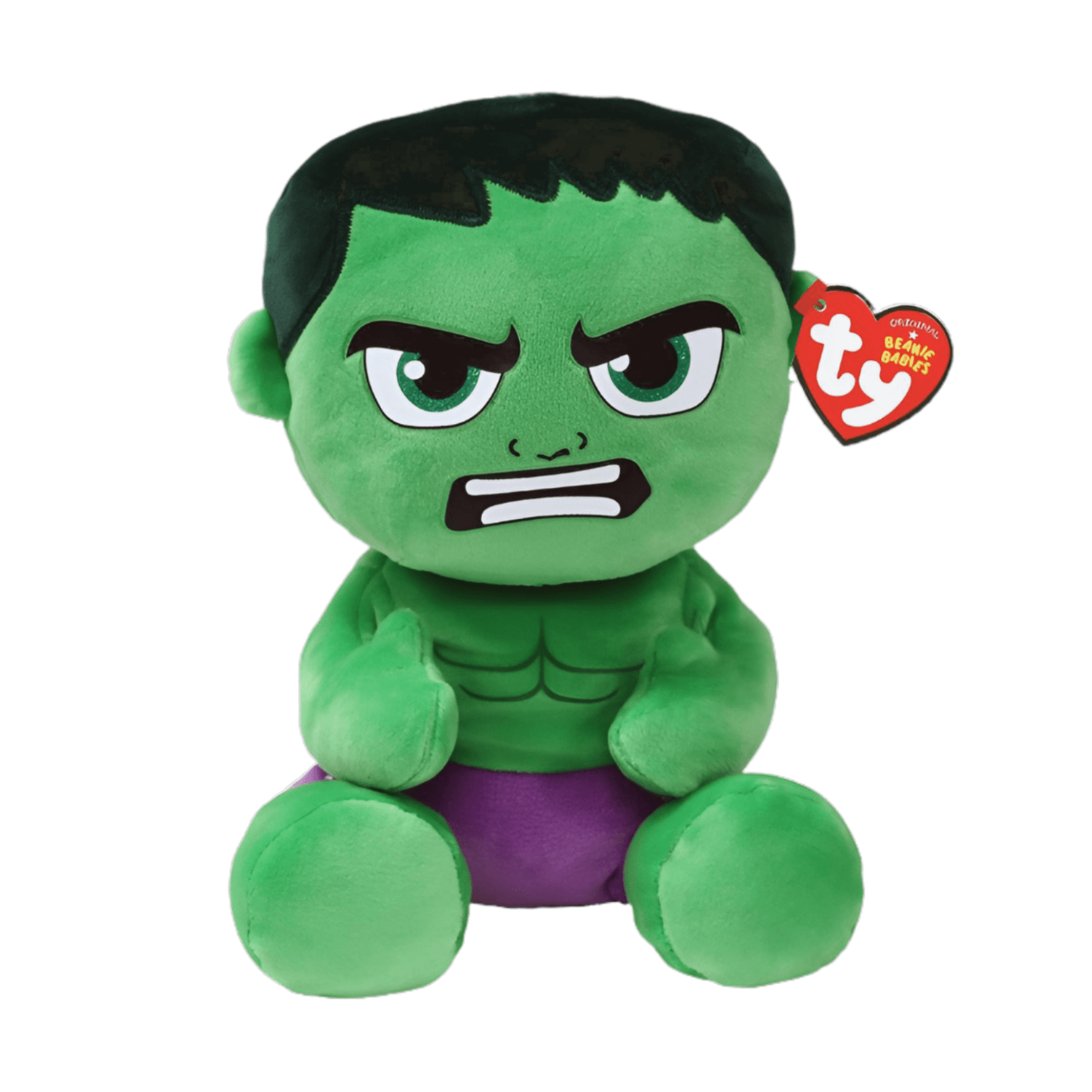 Ty Beanie Babies Hulk 8" plush toy, soft green Marvel character ideal for cuddling or play.