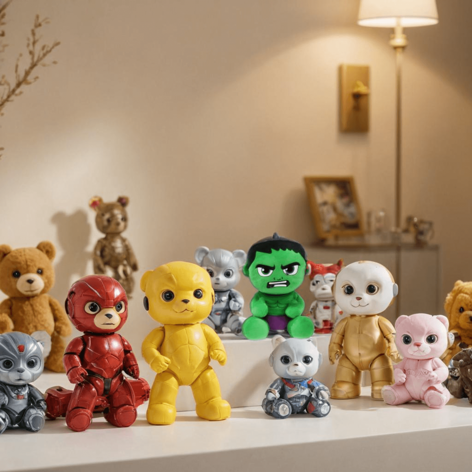 Collection of Marvel plush toys including Ty Beanie Babies Hulk, perfect for kids and collectors.