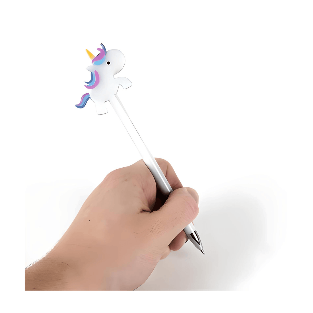 Hand holding a whimsical Unicorn Pen featuring a cute unicorn design, perfect for adding magic to your writing.