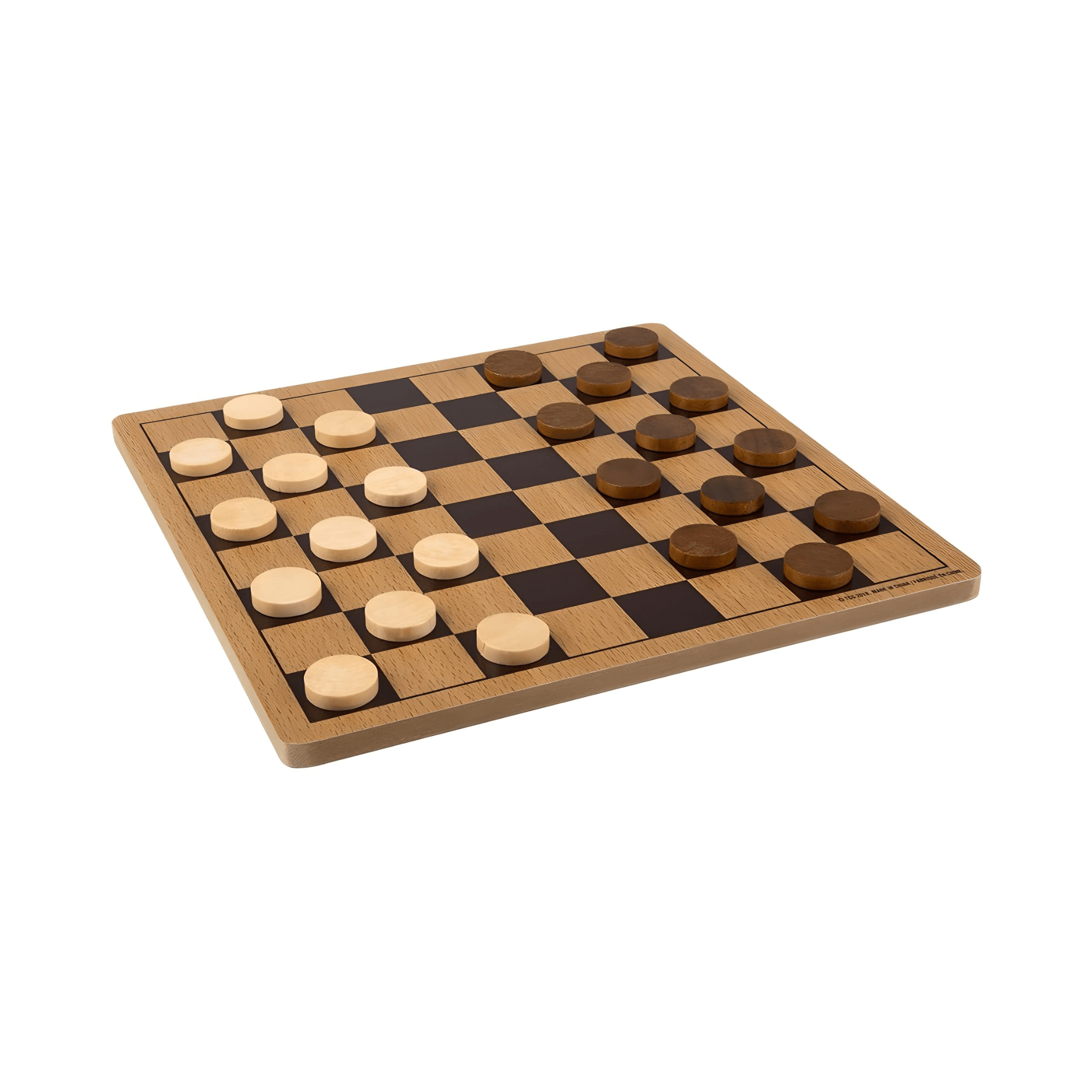Wooden Checkers Set displayed on a 10" travel board, featuring classic game pieces for challenging gameplay.
