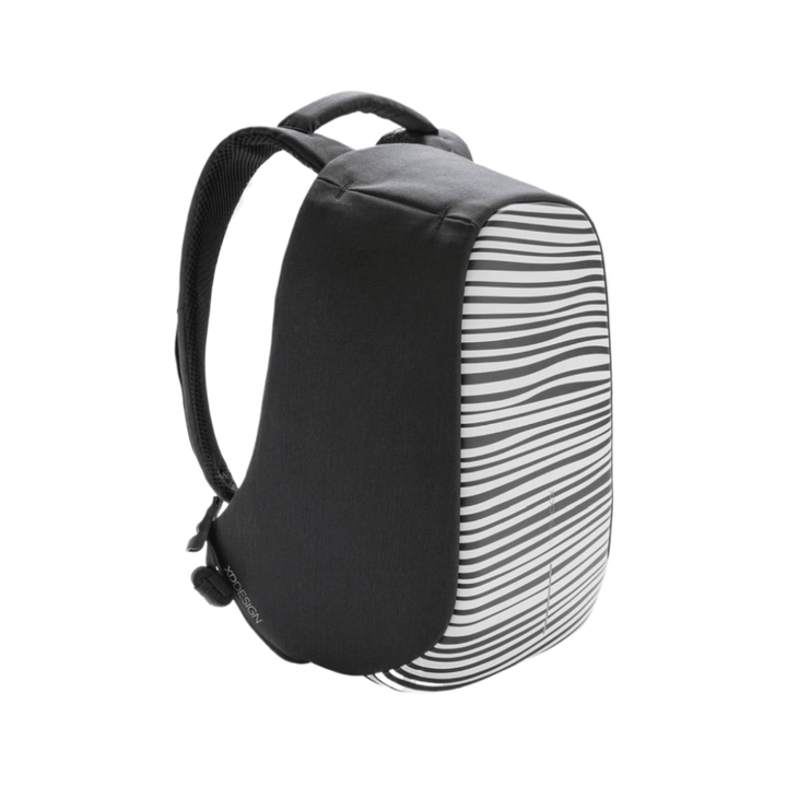 XD Design Bobby Compact Anti-Theft Backpack - Zebra side view showcasing its unique design and security features.