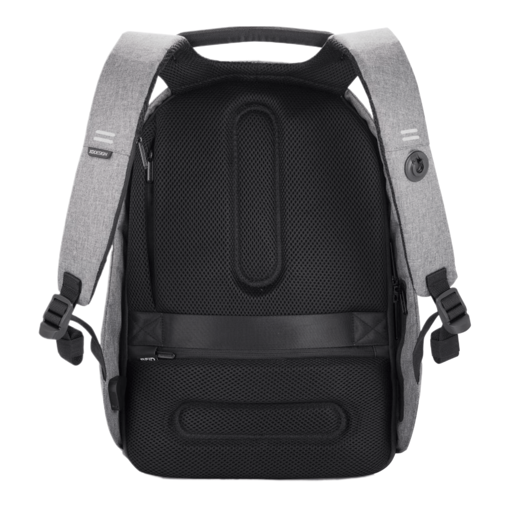 XD Design Bobby Pro Anti-Theft Backpack in grey with lockable zippers and cut-resistant design.
