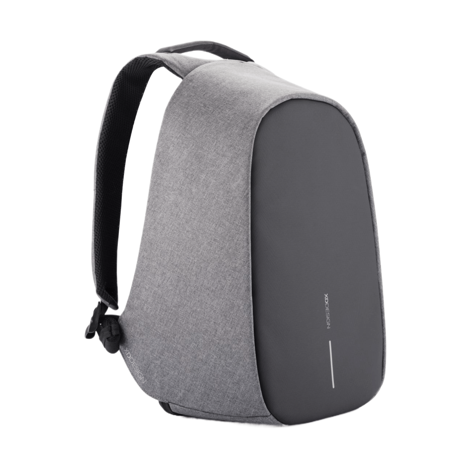 XD Design Bobby Pro Anti-Theft Backpack in sleek grey with lockable zippers and cut-resistant design.