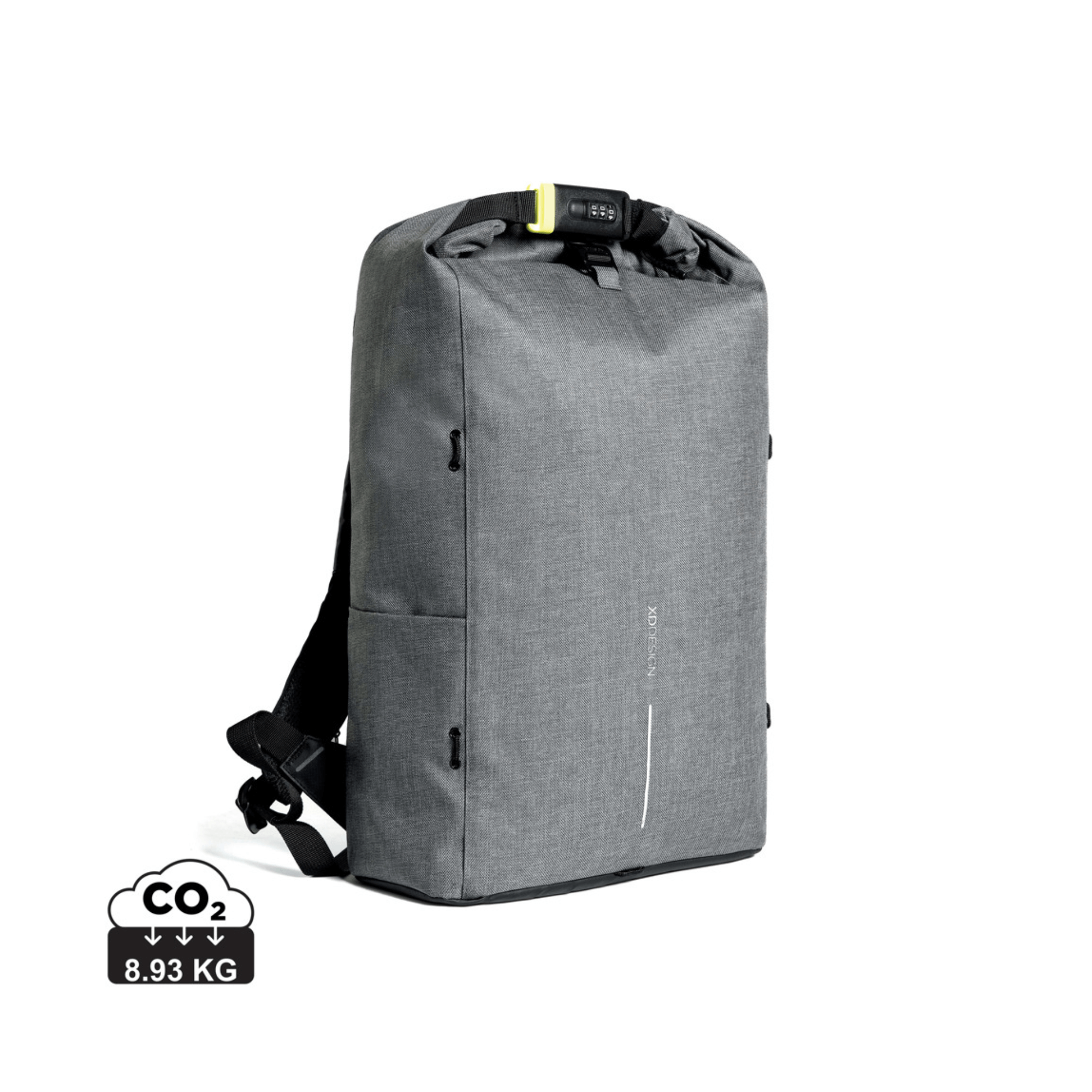 XD Design Bobby Urban Lite Anti-Theft Laptop Backpack in grey, designed for security and style during travel.