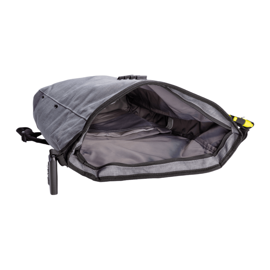 Interior view of XD Design Bobby Urban Lite Anti-Theft Laptop Backpack in grey, showcasing spacious storage and smart design.